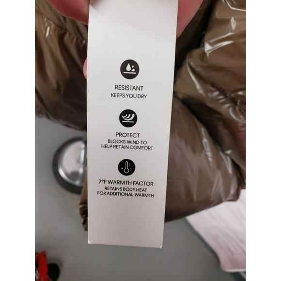 Calvin Klein Sorona Mura Superwet 400T Taupe Beige Insulated Puffer Jacket Size - Picture 6 of 13